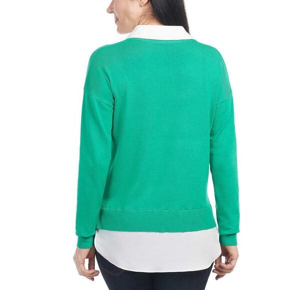 NWT Hilary Radley Women's Collared V-Neck Soft 2-fer Sweater - Picture 3 of 6